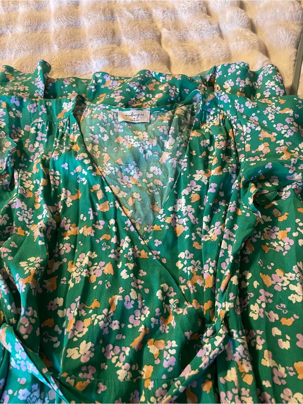 Audrey 3+1 Green Floral Wrap Maxi Dress - Picture 15 of 16